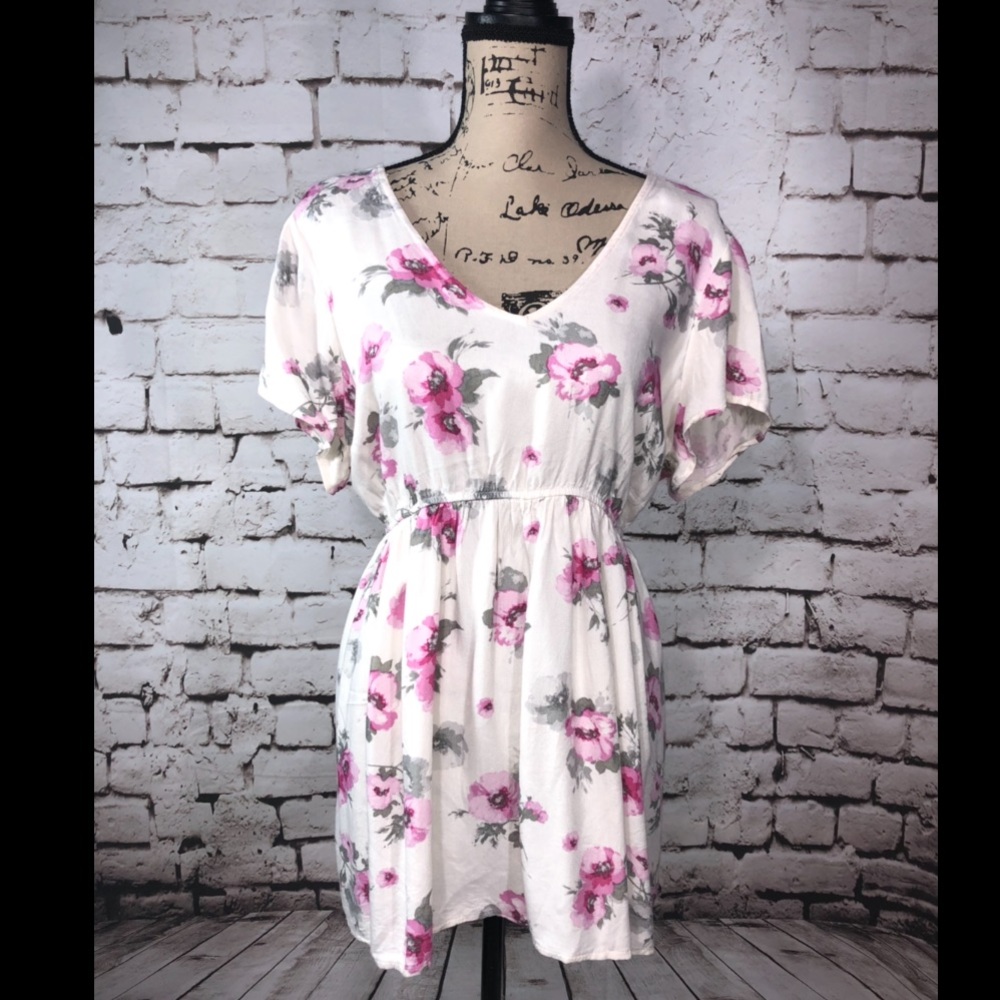 Torrid White and Pink Babydoll Top